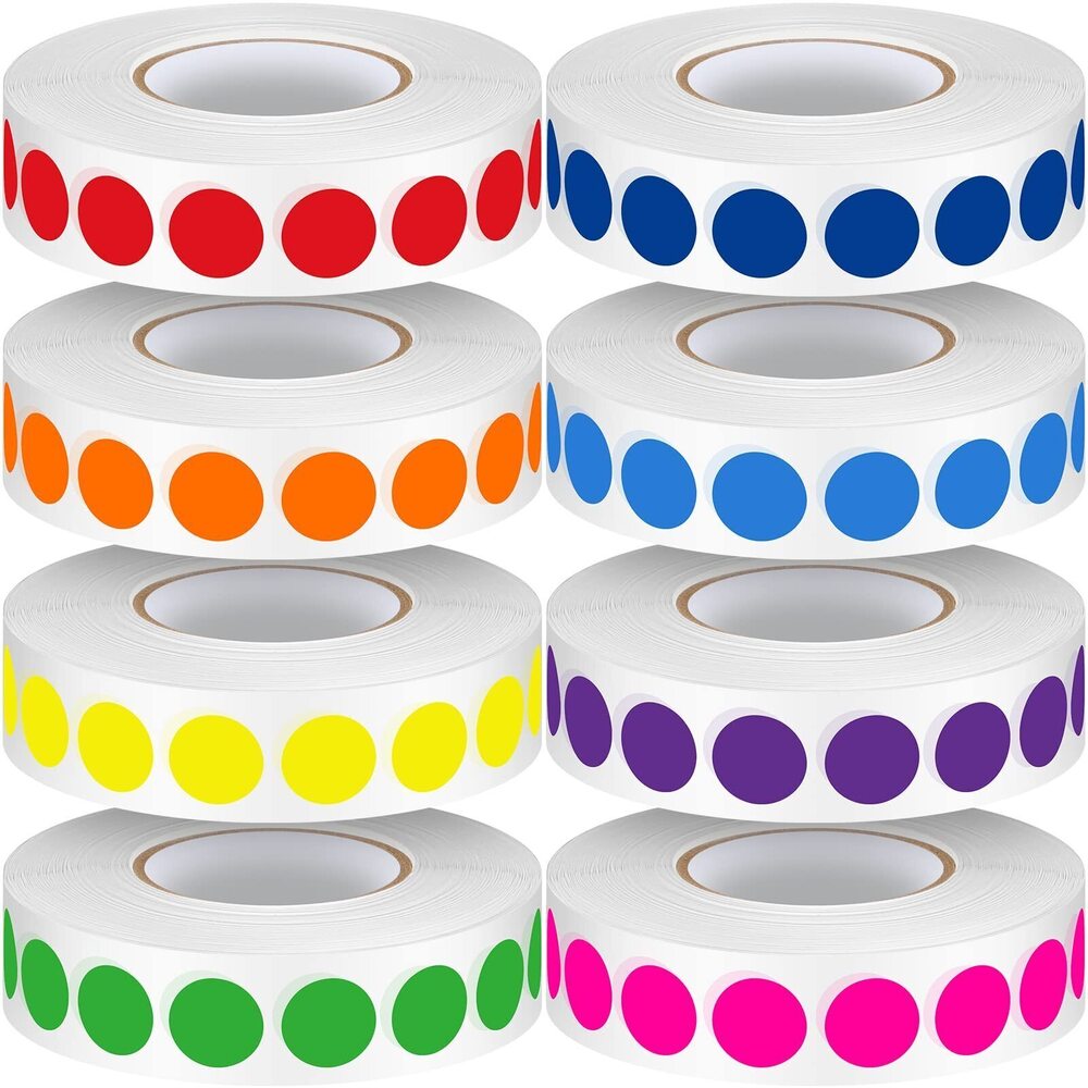 3100 8000 Pieces 1/2 Inch Round Color Coding Labels Roll Dot Stickers